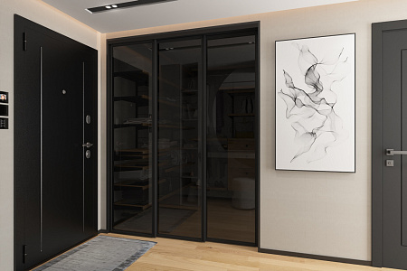 Раздвижная перегородка для гардеробной комнаты