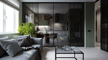Интерьерная перегородка Grace для зонирования кухни-гостиной